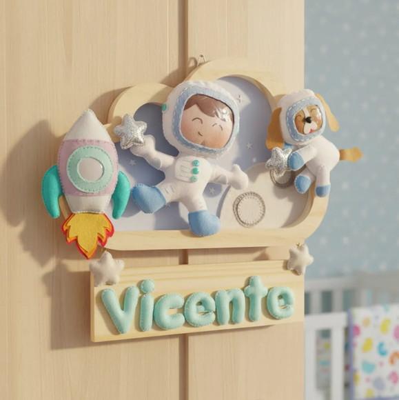 Enfeite Quadrinho Porta de Maternidade - Astronauta