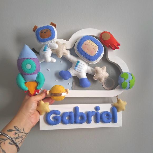 Enfeite Quadrinho Porta de Maternidade - Astronauta Branco