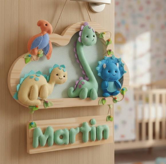 Enfeite Quadrinho Porta de Maternidade - Dinossauros
