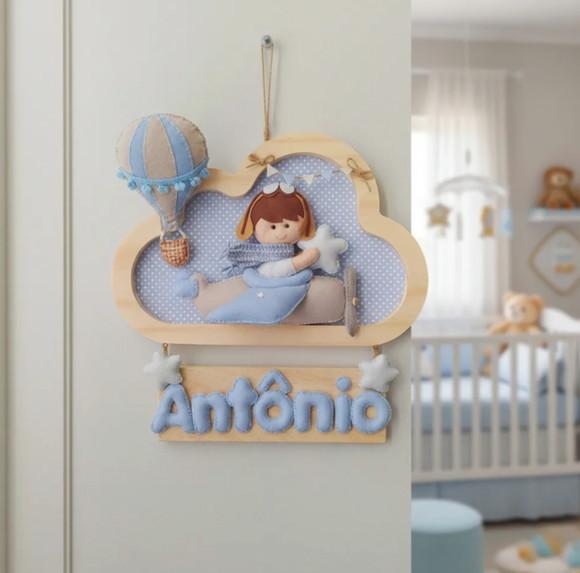 Enfeite Quadrinho Porta de Maternidade - Menino Aviador