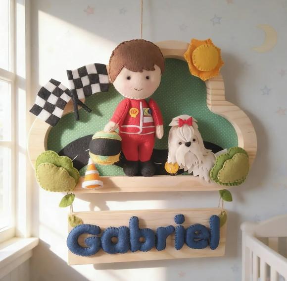 Enfeite Quadrinho Porta Maternidade - Menino Formula 1