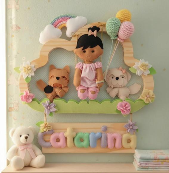 Porta de Maternidade - Jardim Encantado com Cachorrinhos