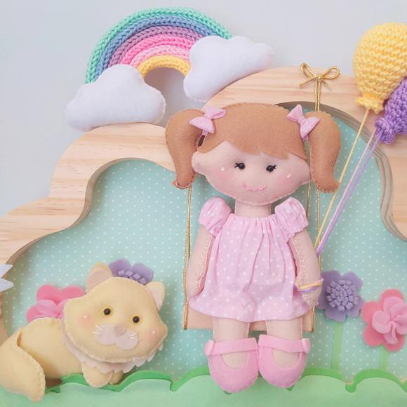 Porta de Maternidade - Jardim Encantado com Gatinho