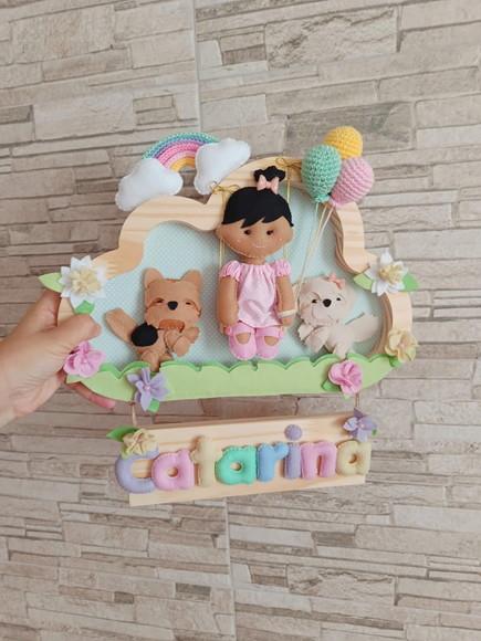 Porta de Maternidade - Jardim Encantado com Cachorrinhos