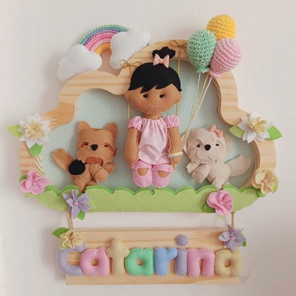 Porta de Maternidade - Jardim Encantado com Cachorrinhos