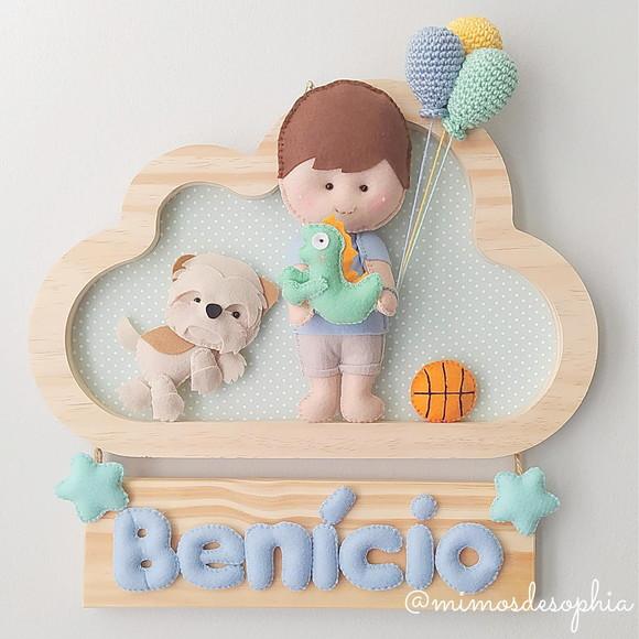 Porta de Maternidade - Menininho Basquete e Cachorrinho