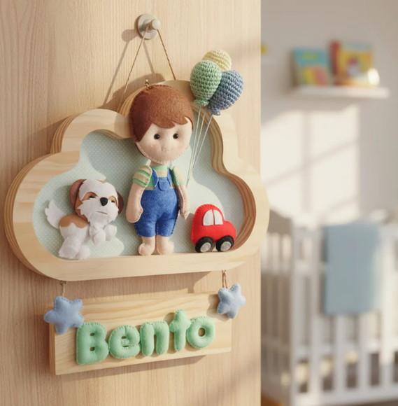 Porta de Maternidade - Menininho e Cachorrinho
