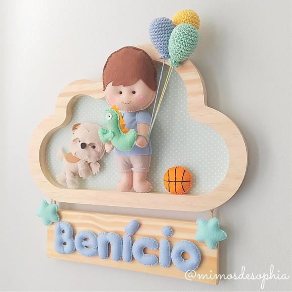 Porta de Maternidade - Menininho Basquete e Cachorrinho