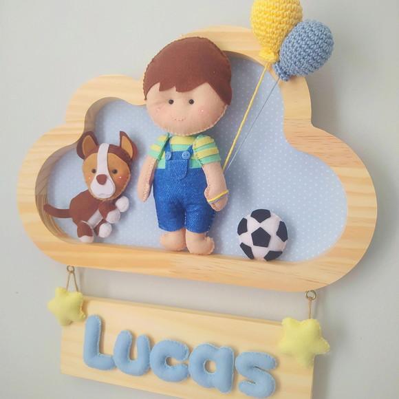 Porta de Maternidade - Menininho e Cachorrinho Futebol