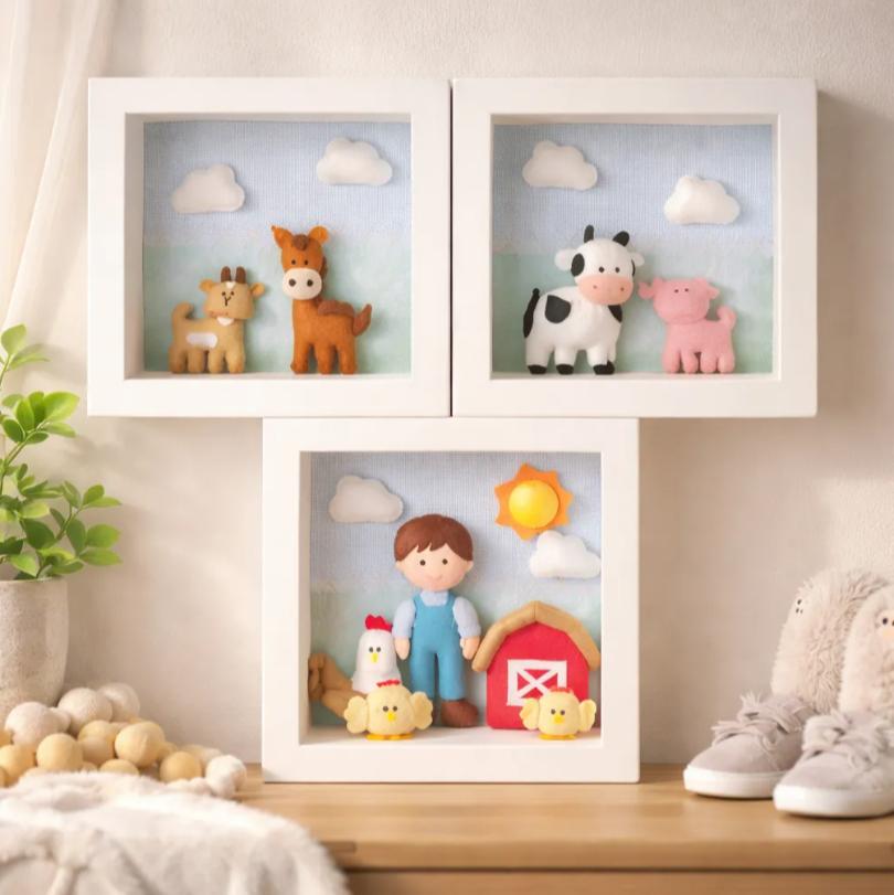 Trio de Quadrinhos Fazendinha