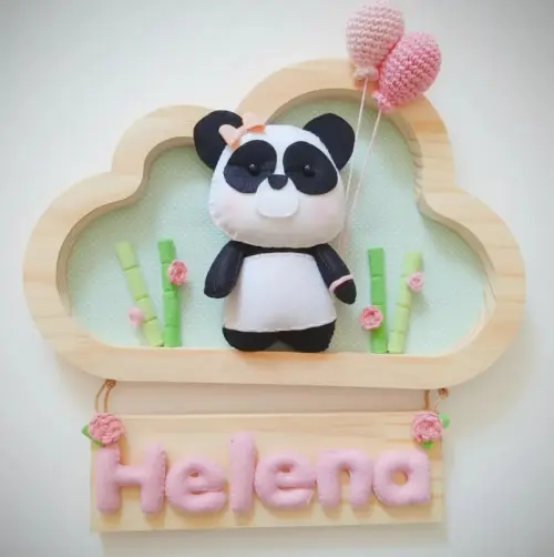 Enfeite Quadrinho Porta de Maternidade - Urso Panda