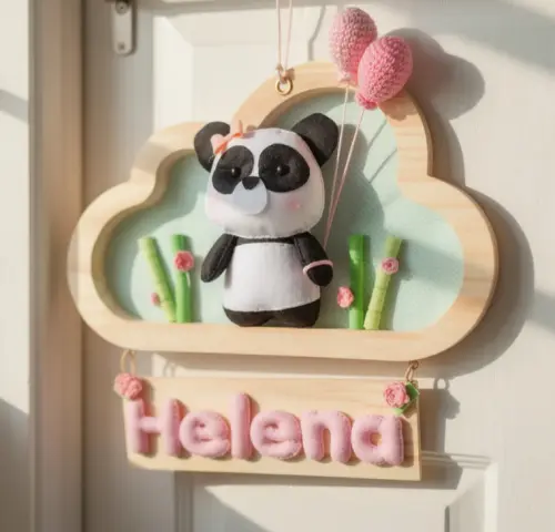 Enfeite Quadrinho Porta de Maternidade - Urso Panda