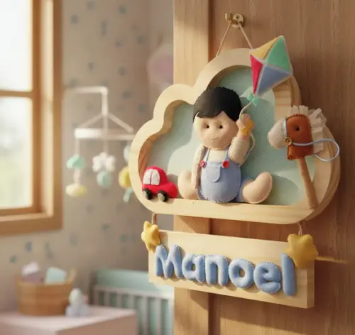 Enfeite de Porta de Maternidade - Menininho e Brinquedos