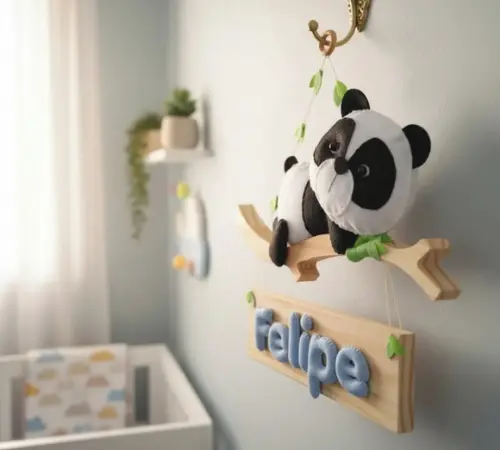 Enfeite Porta Maternidade Ursinho Galho Personalizado
