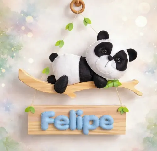 Enfeite Porta Maternidade Ursinho Galho Personalizado