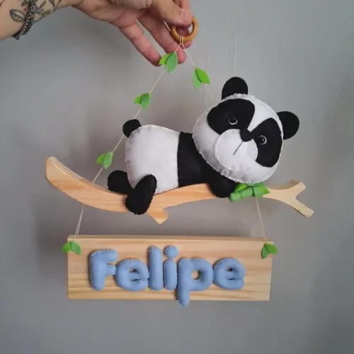 Enfeite Porta Maternidade Ursinho Galho Personalizado