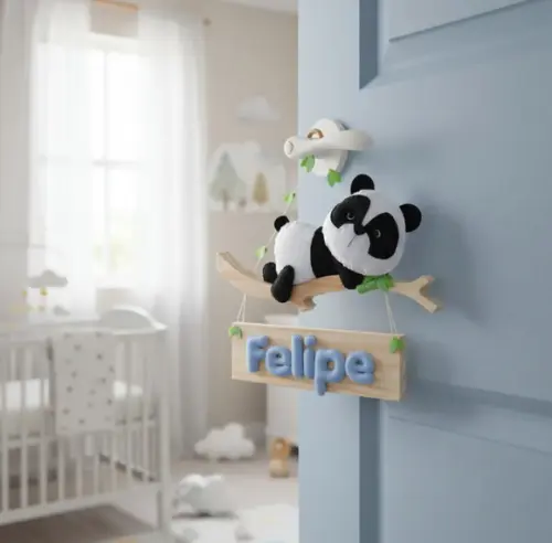 Enfeite Porta Maternidade Ursinho Galho Personalizado