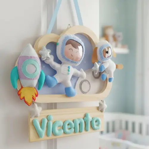 Enfeite Quadrinho Porta de Maternidade - Astronauta