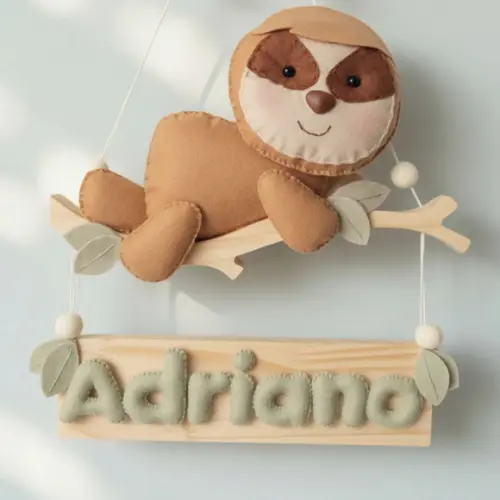 Enfeite Porta Maternidade Ursinho Galho Personalizado