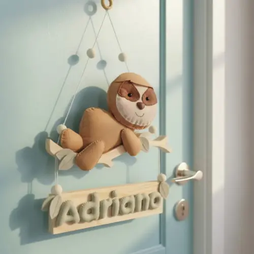 Enfeite Porta Maternidade Ursinho Galho Personalizado