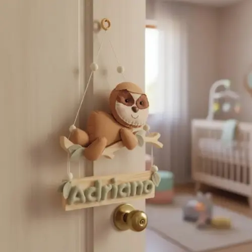 Enfeite Porta Maternidade Ursinho Galho Personalizado