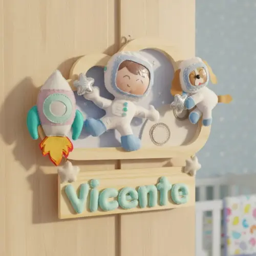 Enfeite Quadrinho Porta de Maternidade - Astronauta