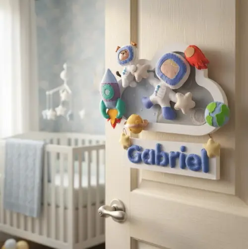 Enfeite Quadrinho Porta de Maternidade - Astronauta Branco