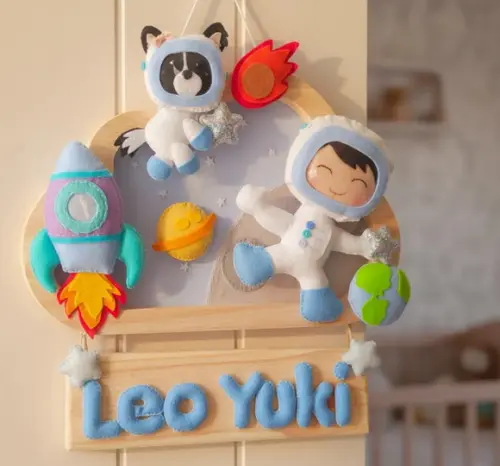 Enfeite Quadrinho Porta de Maternidade - Astronauta