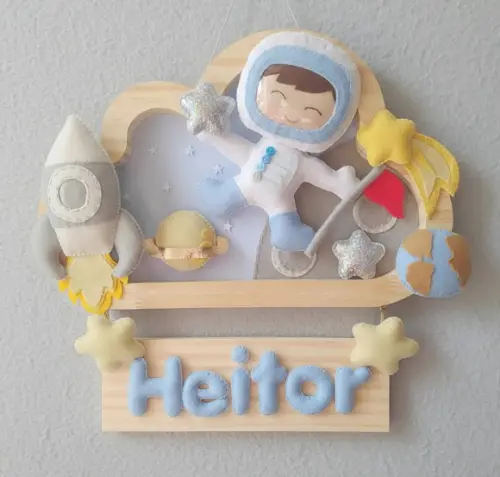 Enfeite Quadrinho Porta de Maternidade - Astronauta