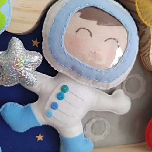 Enfeite Quadrinho Porta de Maternidade - Astronauta Gêmeos