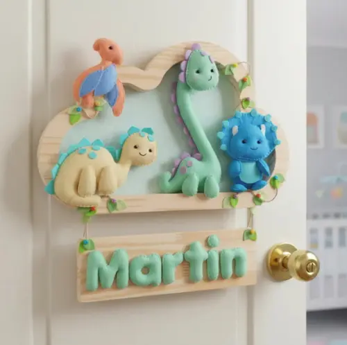 Enfeite Quadrinho Porta de Maternidade - Dinossauros