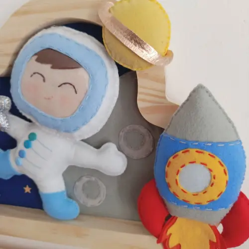 Enfeite Quadrinho Porta de Maternidade - Astronauta Gêmeos