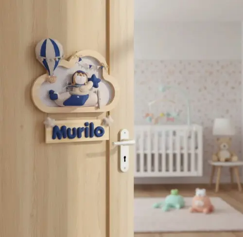Enfeite Quadrinho Porta de Maternidade - Ursinho Aviador
