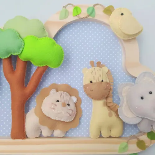 Enfeite Quadrinho Porta de Maternidade Safari Baby Árvore