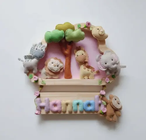 Enfeite Quadrinho Porta de Maternidade Safari Baby Árvore