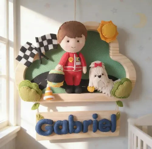 Enfeite Quadrinho Porta Maternidade - Menino Formula 1