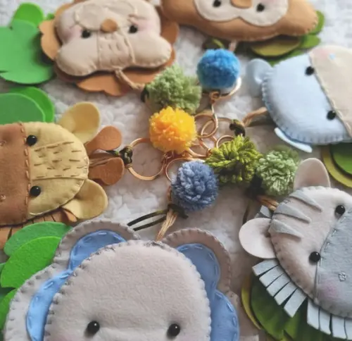 Kit 10 Chaveiros Safari Feltro Lembrancinha Maternidade