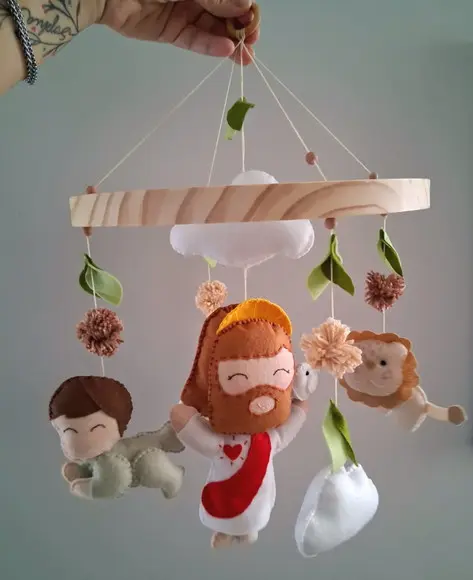 Móbile de Berço - Jesus, Davi e o Leão