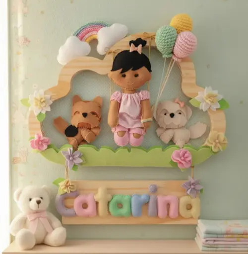Porta de Maternidade - Jardim Encantado com Cachorrinhos