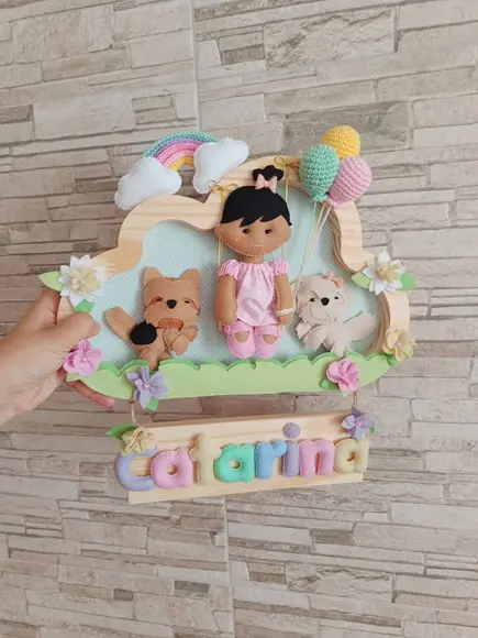 Porta de Maternidade - Jardim Encantado com Cachorrinhos