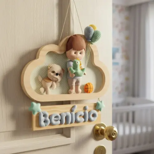 Porta de Maternidade - Menininho Basquete e Cachorrinho