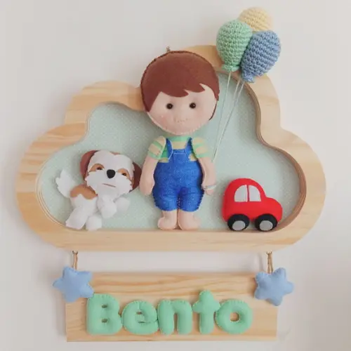 Porta de Maternidade - Menininho e Cachorrinho