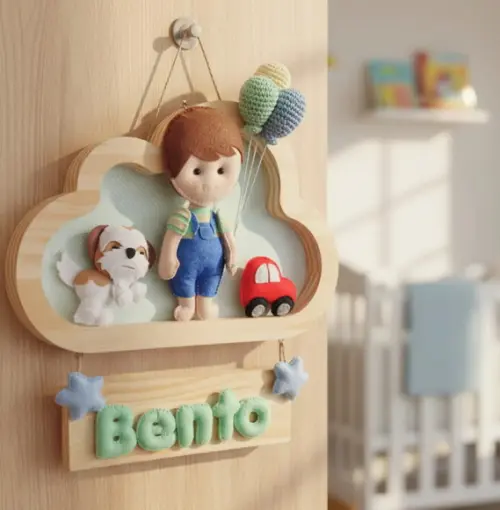 Porta de Maternidade - Menininho e Cachorrinho