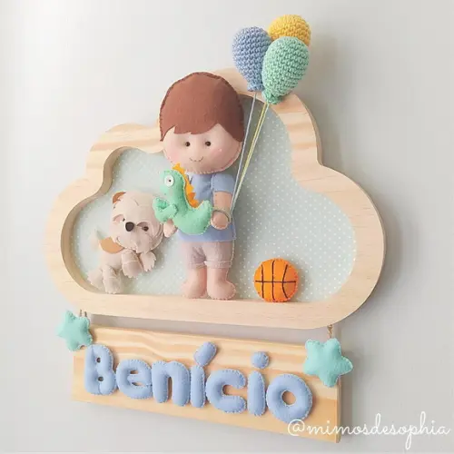Porta de Maternidade - Menininho Basquete e Cachorrinho