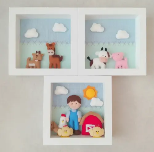 Trio de Quadrinhos Fazendinha