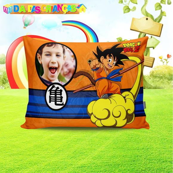 Almofada Goku Sou Goku com foto criança personalizada