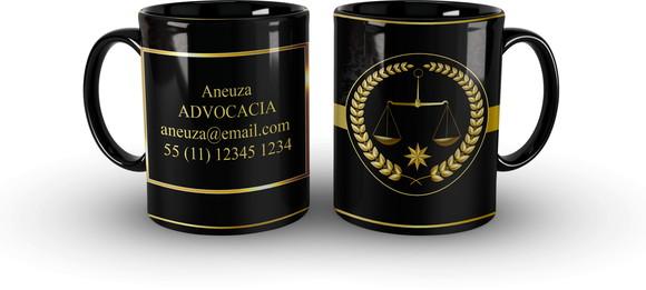 Caneca Advocacia Personalizada com Logo Preta
