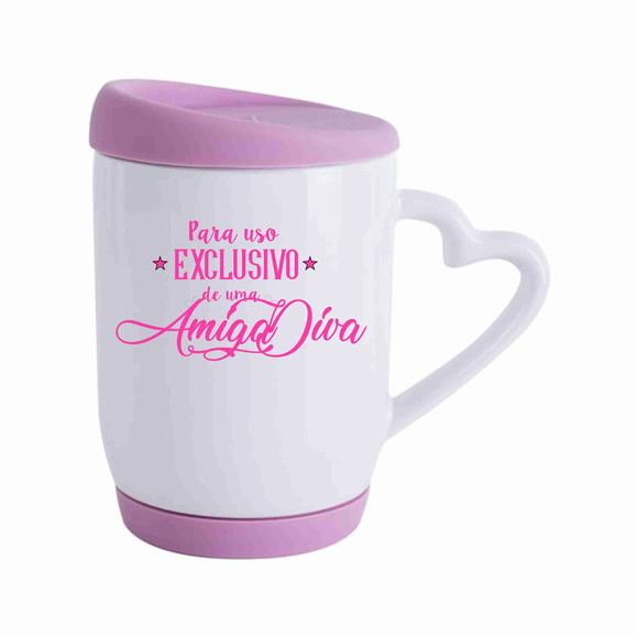 Caneca amiga lembrança amizade presente migas tampa silicone