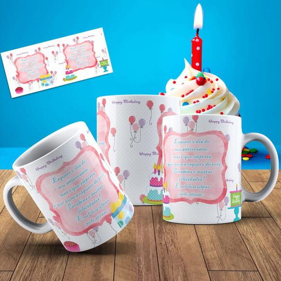 Caneca Aniversário Presente De Aniversário Mensagem Feminina