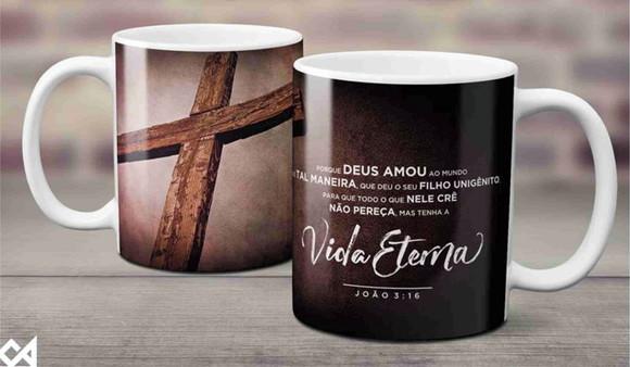 Caneca Bíblica cristão versículo bíblia Jesus Vida Eterna
